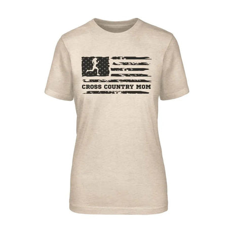 Cross Country Mom Horizontal Flag on a Unisex T-Shirt with a Black Graphic
