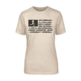 Cross Country Mom Horizontal Flag on a Unisex T-Shirt with a Black Graphic