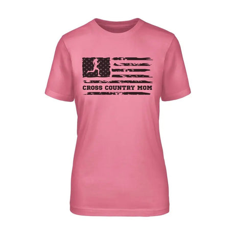 Cross Country Mom Horizontal Flag on a Unisex T-Shirt with a Black Graphic