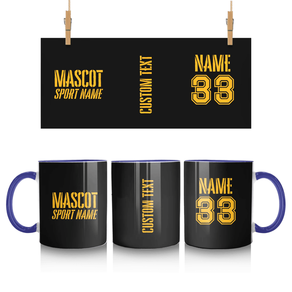 Custom School Spirit Mug With Mascot and Sport With Stencil Design
