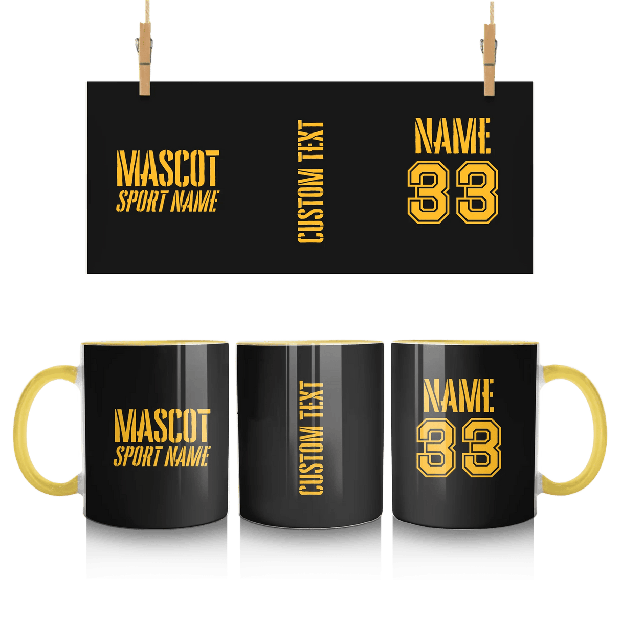 Custom School Spirit Mug With Mascot and Sport With Stencil Design