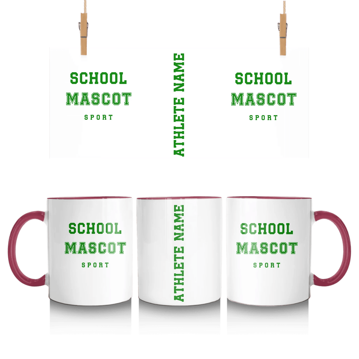 Custom School Spirit Mug With Mascot & Sport Name With Bold Varsity Design