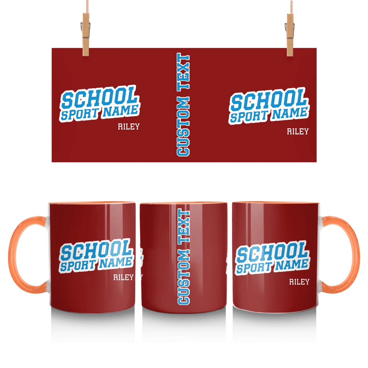 Custom School Spirit Mug With School and Mascot Name With Slanted Block Varsity Design