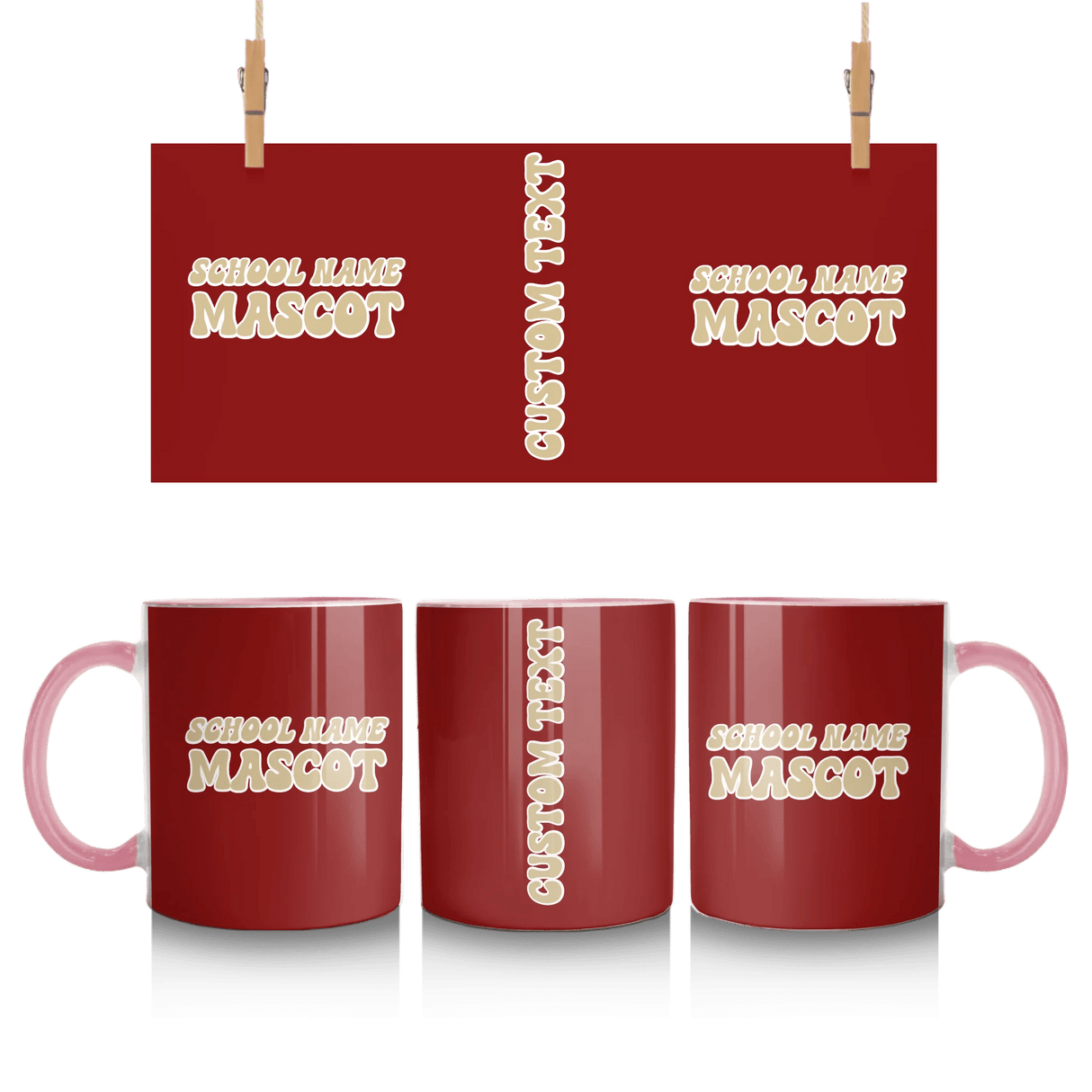 Custom School Spirit Mug With School and Mascot Name With Retro Design