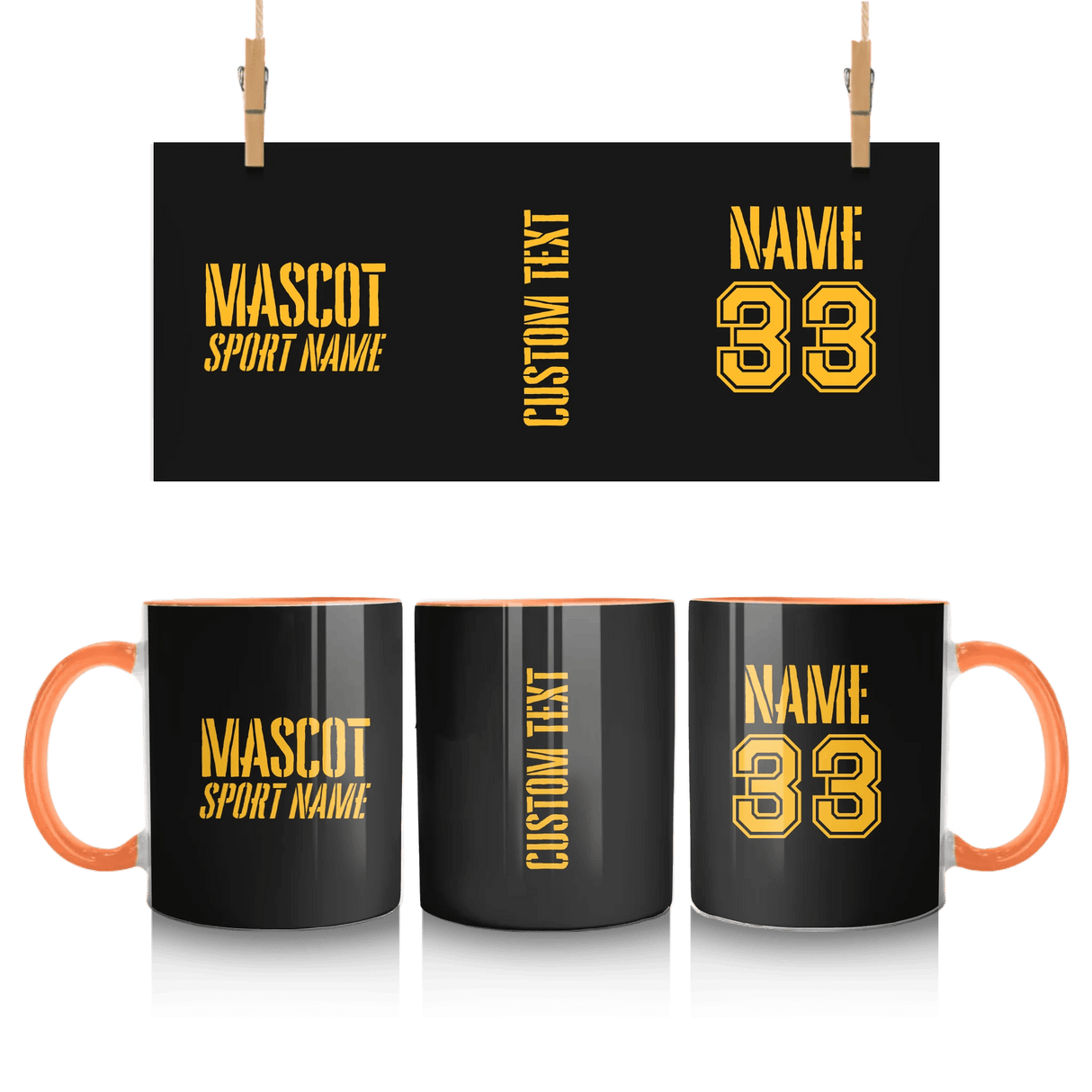 Custom School Spirit Mug With Mascot and Sport With Stencil Design