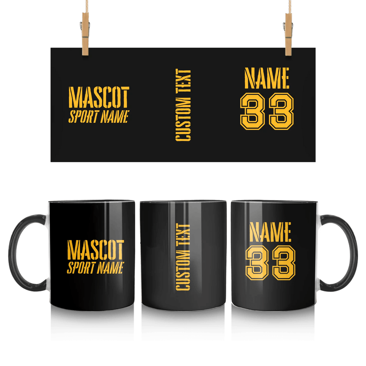 Custom School Spirit Mug With Mascot and Sport With Stencil Design