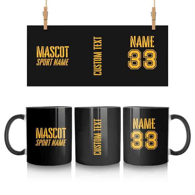 Custom School Spirit Mug With Mascot and Sport With Stencil Design