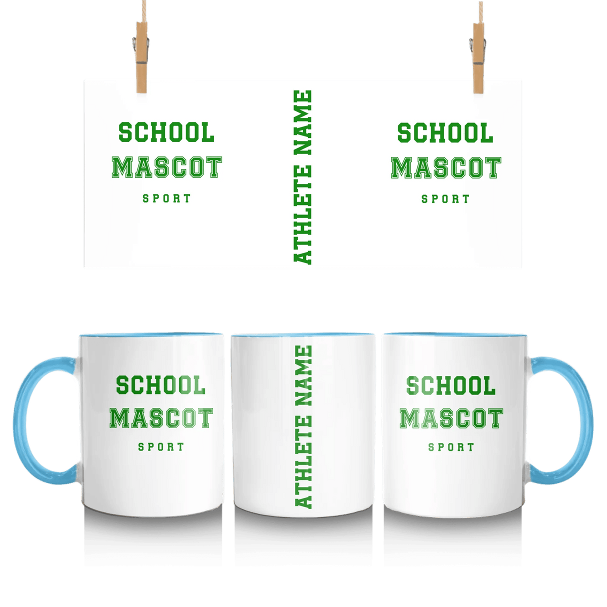 Custom School Spirit Mug With Mascot & Sport Name With Bold Varsity Design