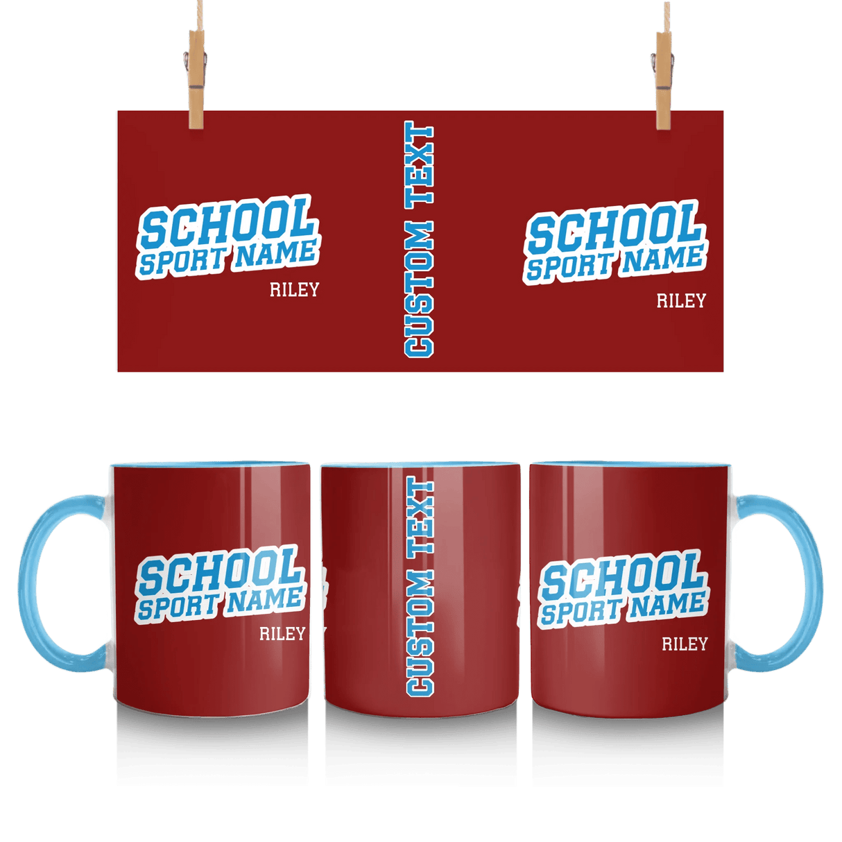 Custom School Spirit Mug With School and Mascot Name With Slanted Block Varsity Design