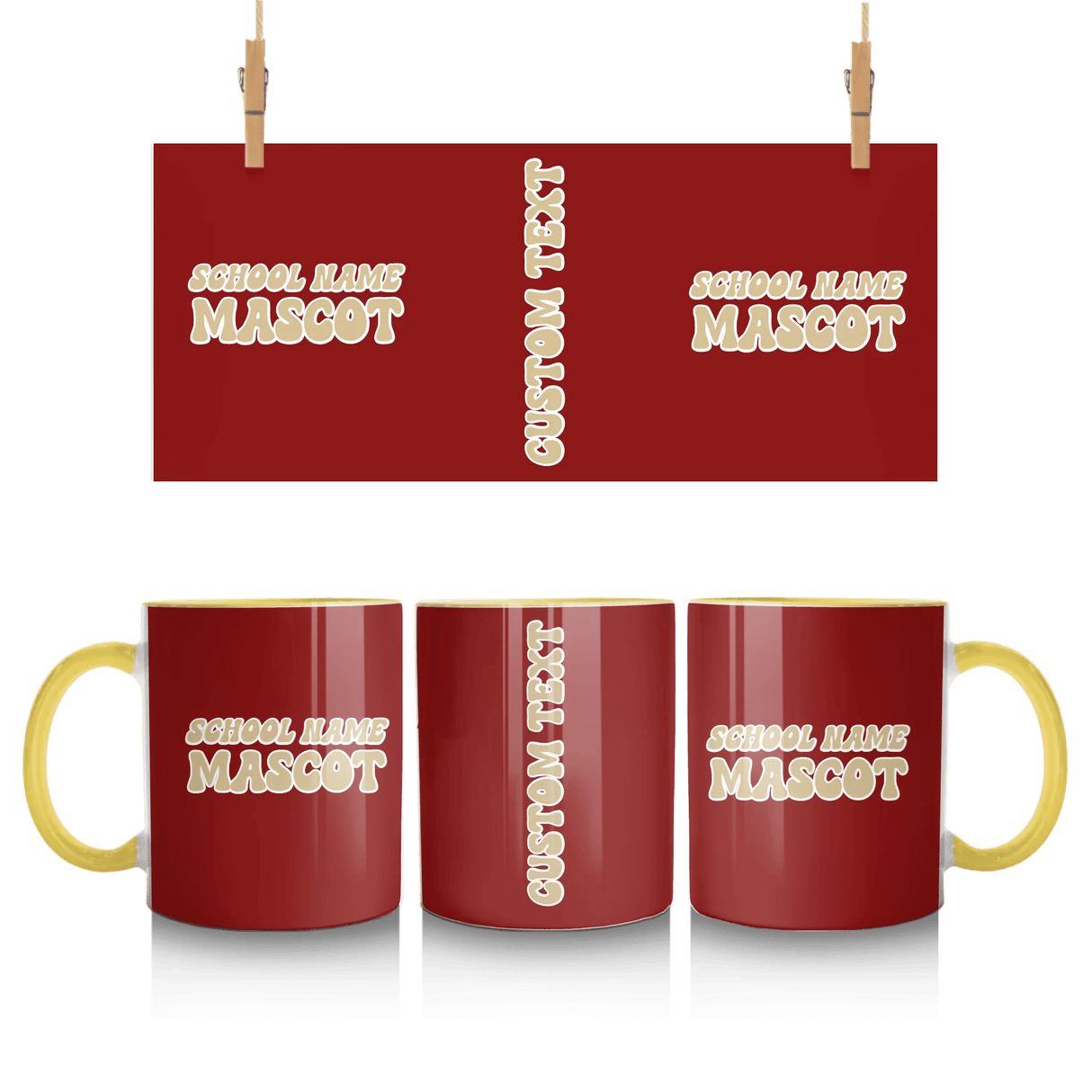 Custom School Spirit Mug With School and Mascot Name With Retro Design