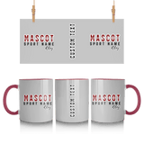 Custom School Spirit Mug With Mascot and Sport With Striped Text Design