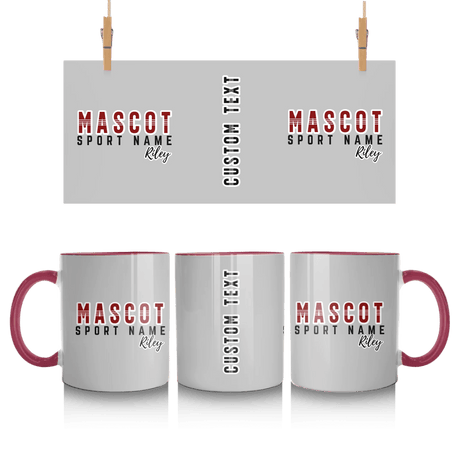 Custom School Spirit Mug With Mascot and Sport With Striped Text Design