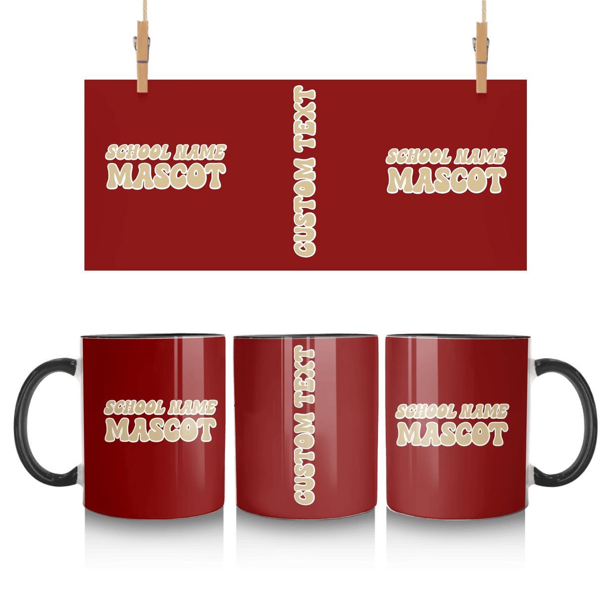 Custom School Spirit Mug With School and Mascot Name With Retro Design