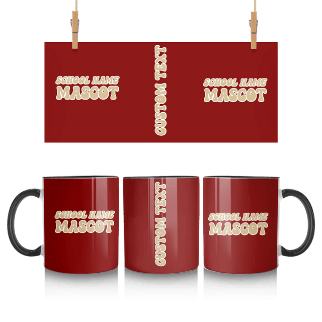 Custom School Spirit Mug With School and Mascot Name With Retro Design