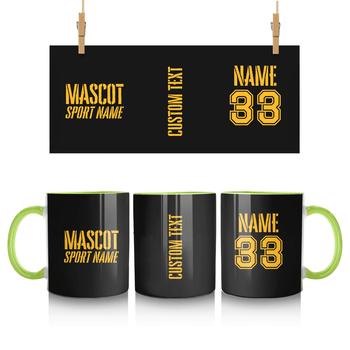 Custom School Spirit Mug With Mascot and Sport With Stencil Design