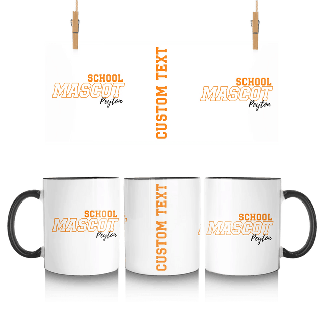 Custom School Spirit Mug With School and Mascot with Outline Design