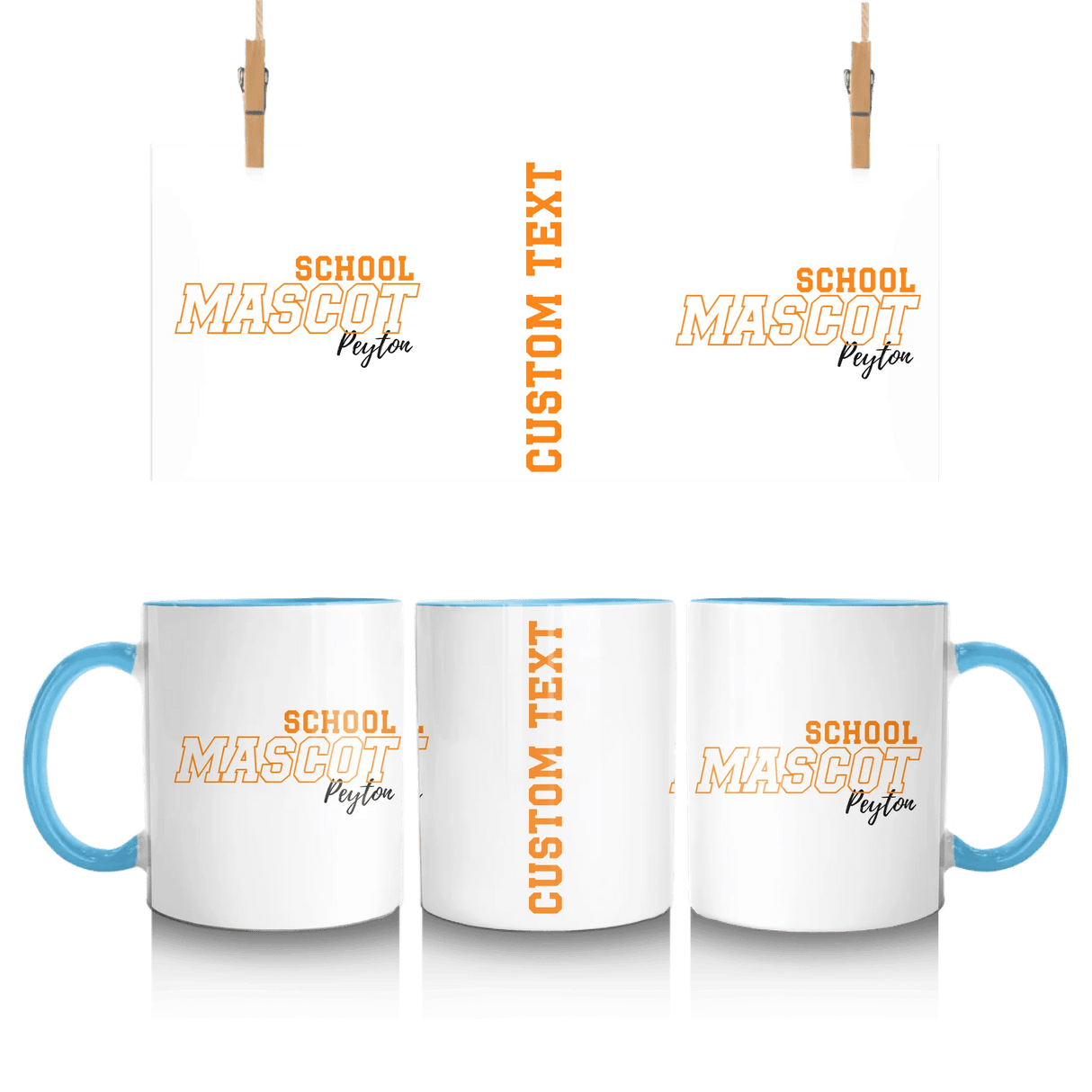 Custom School Spirit Mug With School and Mascot with Outline Design