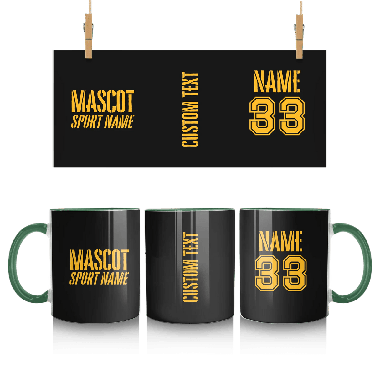 Custom School Spirit Mug With Mascot and Sport With Stencil Design