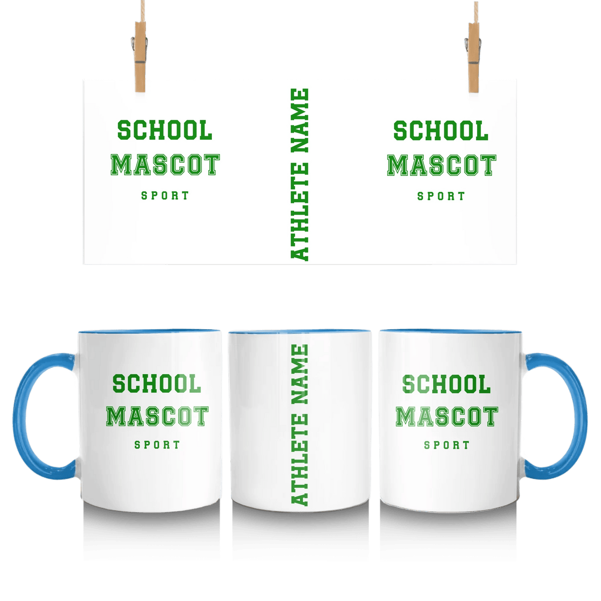 Custom School Spirit Mug With Mascot & Sport Name With Bold Varsity Design