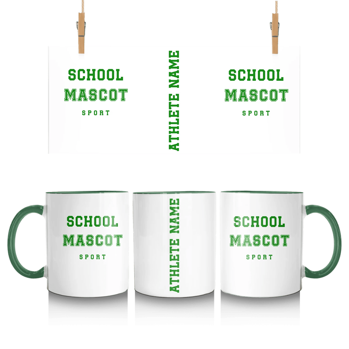 Custom School Spirit Mug With Mascot & Sport Name With Bold Varsity Design