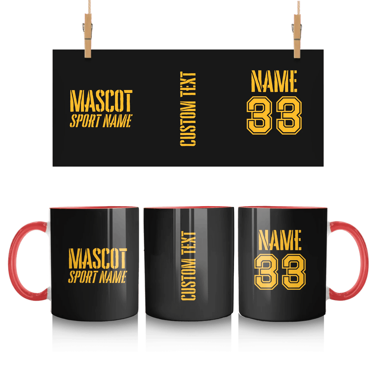 Custom School Spirit Mug With Mascot and Sport With Stencil Design