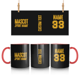Custom School Spirit Mug With Mascot and Sport With Stencil Design