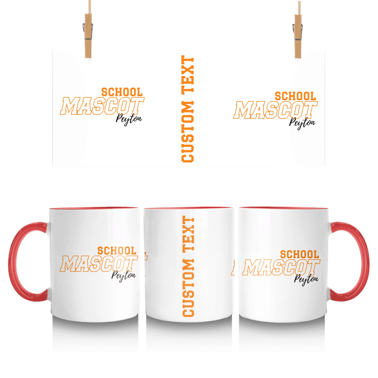 Custom School Spirit Mug With School and Mascot with Outline Design