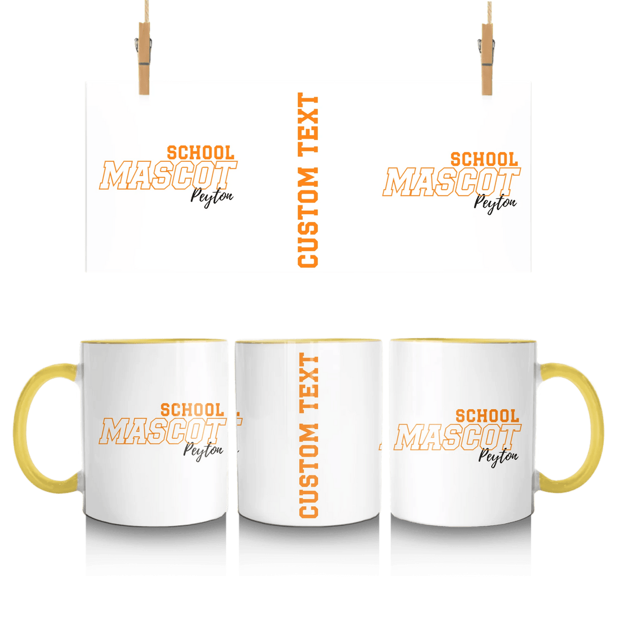 Custom School Spirit Mug With School and Mascot with Outline Design