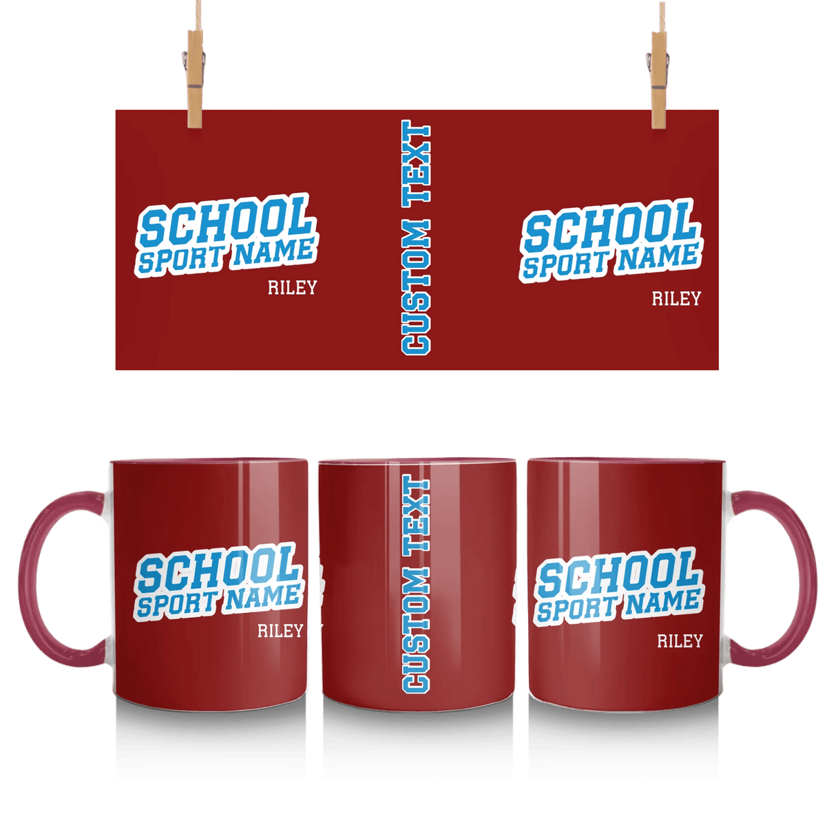 Custom School Spirit Mug With School and Mascot Name With Slanted Block Varsity Design