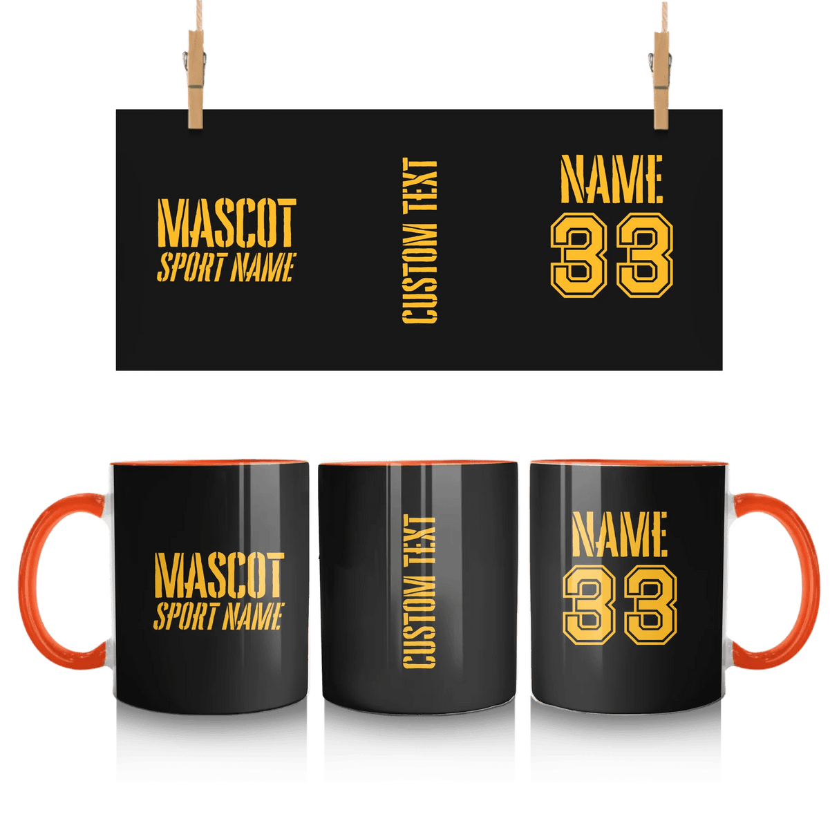 Custom School Spirit Mug With Mascot and Sport With Stencil Design
