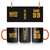 Custom School Spirit Mug With Mascot and Sport With Stencil Design