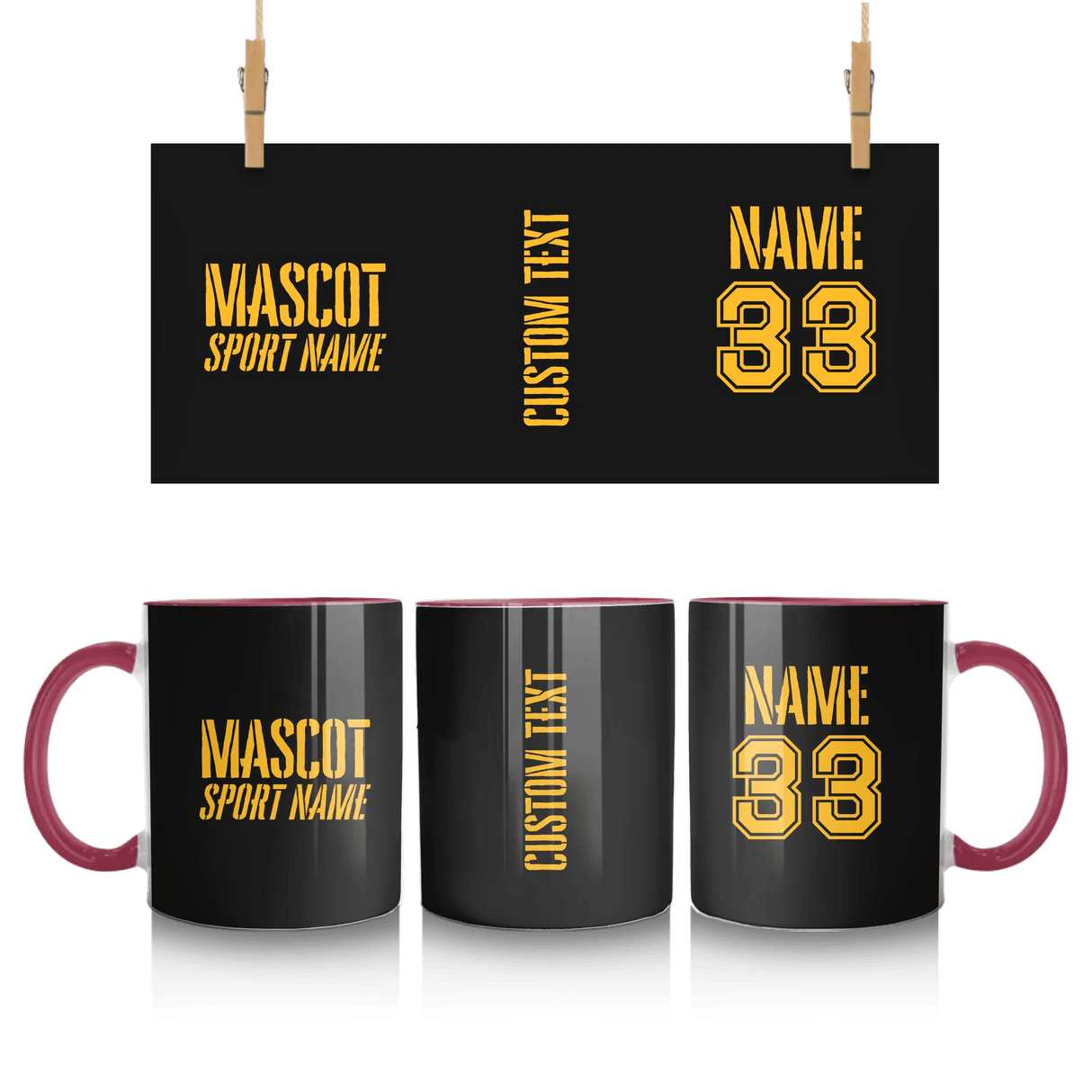 Custom School Spirit Mug With Mascot and Sport With Stencil Design