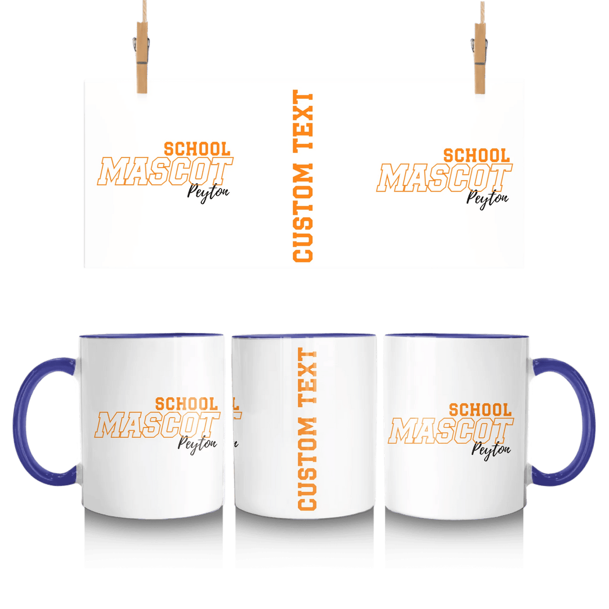 Custom School Spirit Mug With School and Mascot with Outline Design