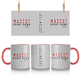 Custom School Spirit Mug With Mascot and Sport With Striped Text Design