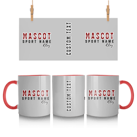 Custom School Spirit Mug With Mascot and Sport With Striped Text Design