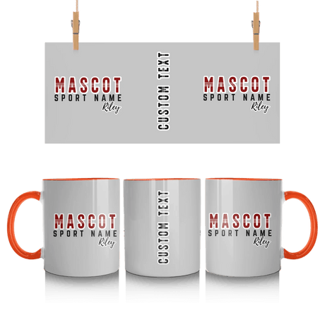 Custom School Spirit Mug With Mascot and Sport With Striped Text Design