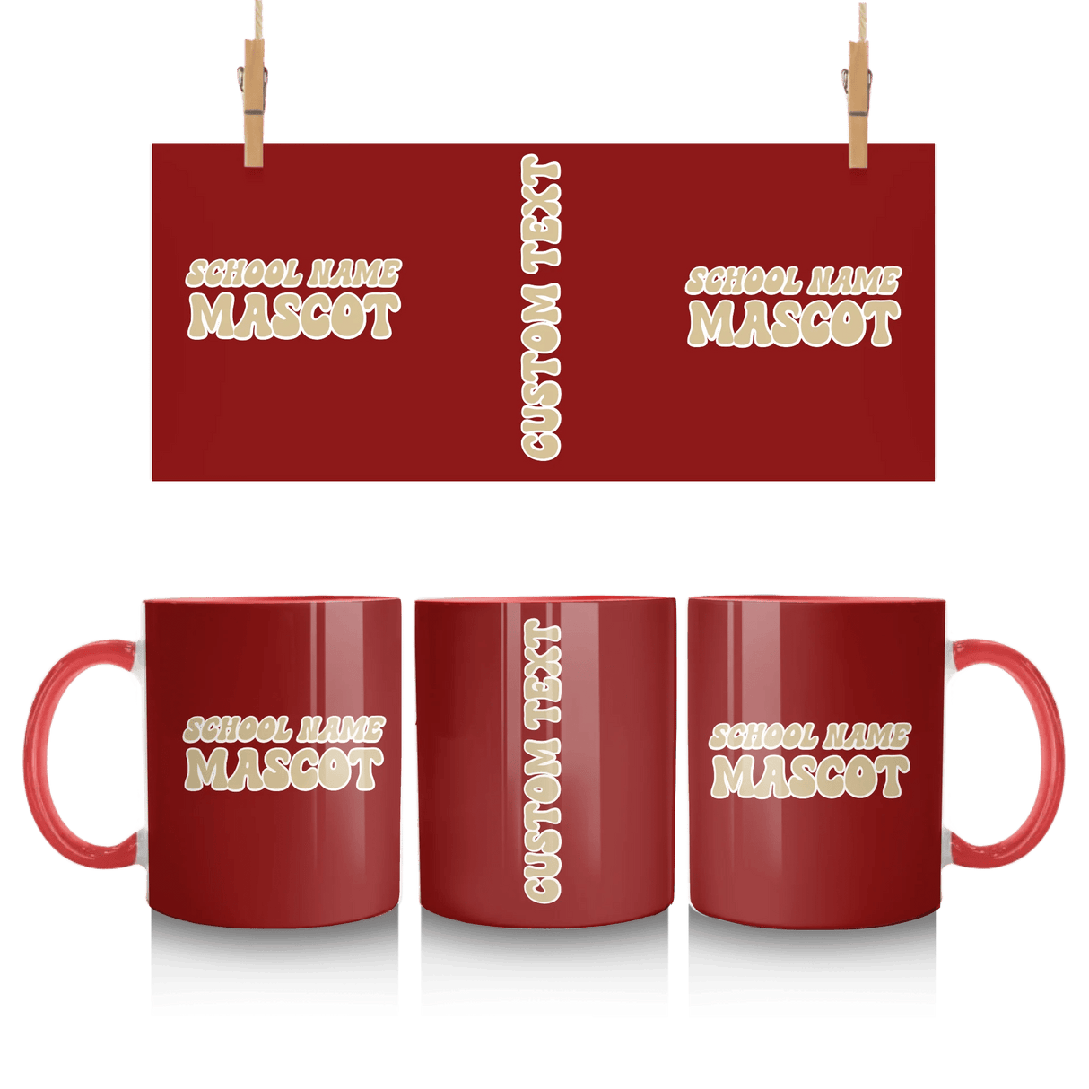 Custom School Spirit Mug With School and Mascot Name With Retro Design