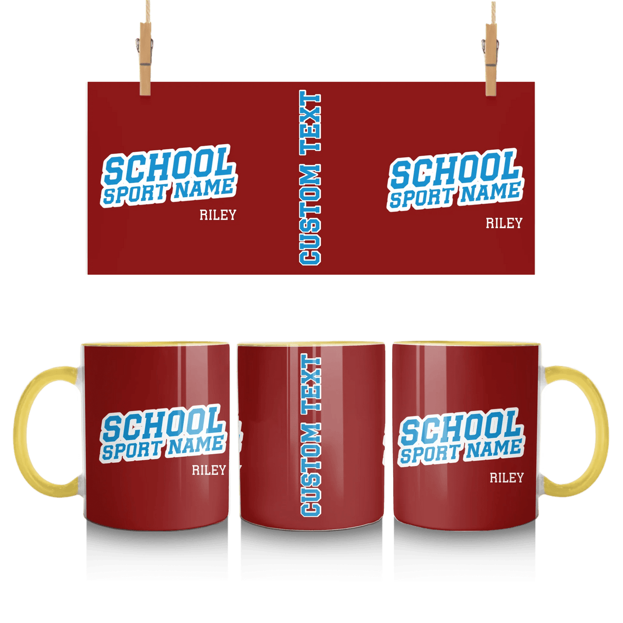 Custom School Spirit Mug With School and Mascot Name With Slanted Block Varsity Design
