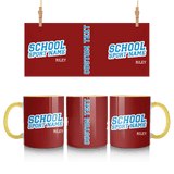 Custom School Spirit Mug With School and Mascot Name With Slanted Block Varsity Design