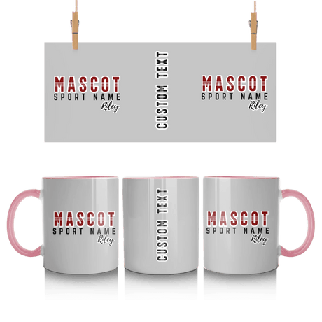 Custom School Spirit Mug With Mascot and Sport With Striped Text Design