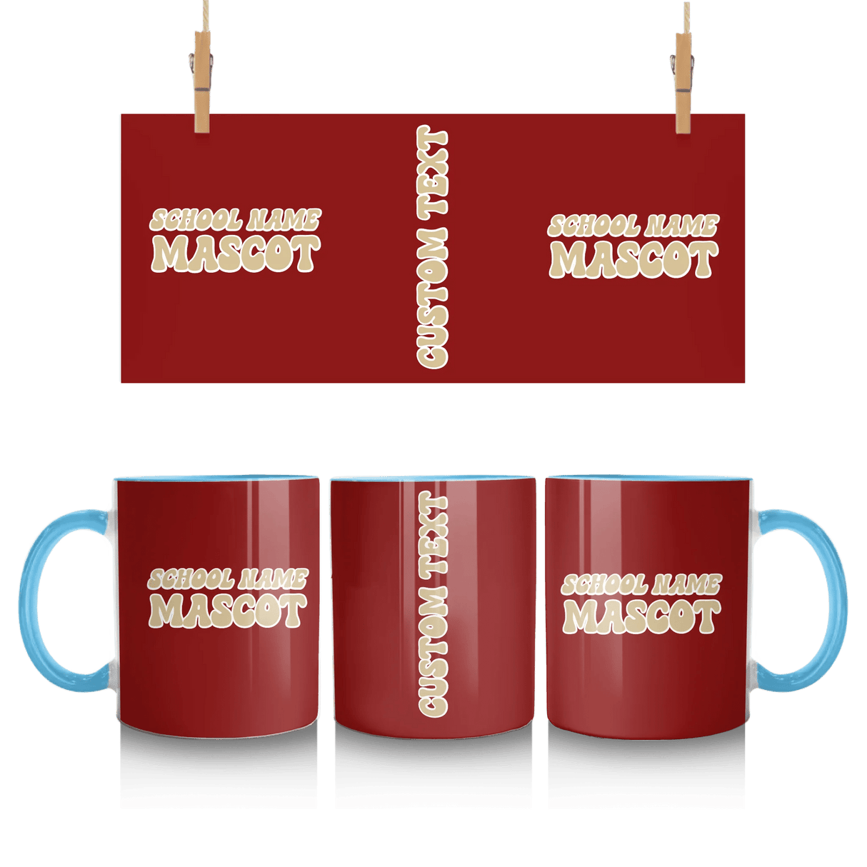 Custom School Spirit Mug With School and Mascot Name With Retro Design