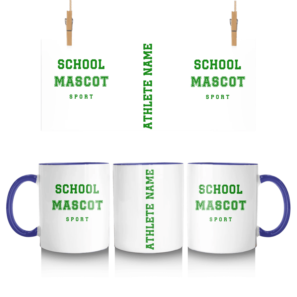 Custom School Spirit Mug With Mascot & Sport Name With Bold Varsity Design
