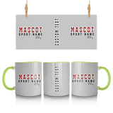 Custom School Spirit Mug With Mascot and Sport With Striped Text Design