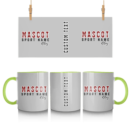 Custom School Spirit Mug With Mascot and Sport With Striped Text Design