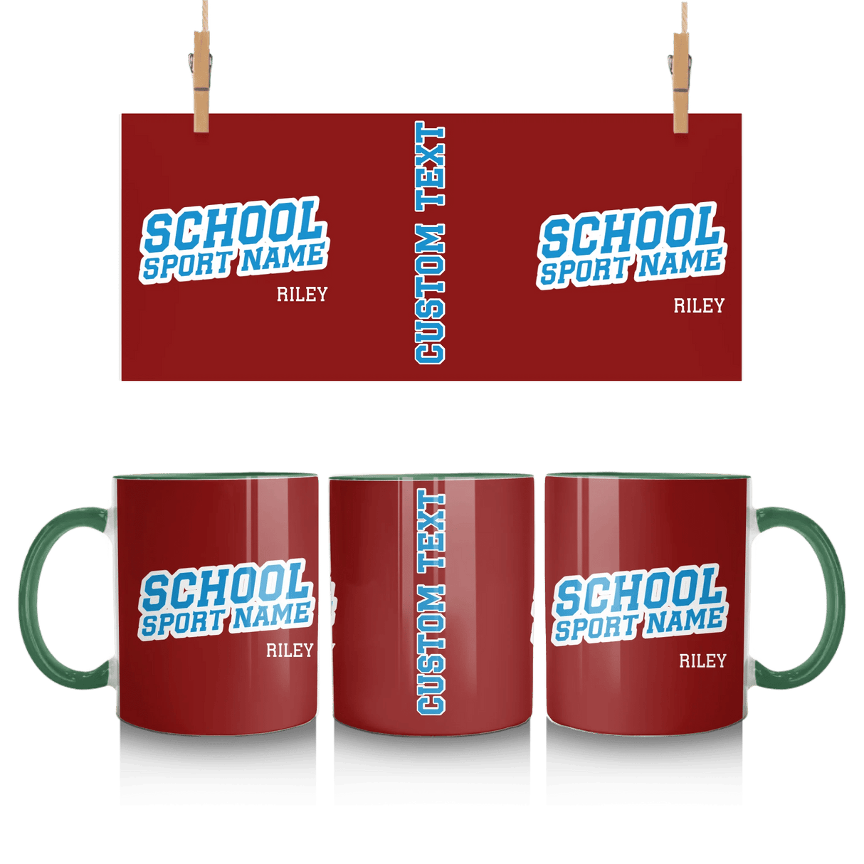 Custom School Spirit Mug With School and Mascot Name With Slanted Block Varsity Design