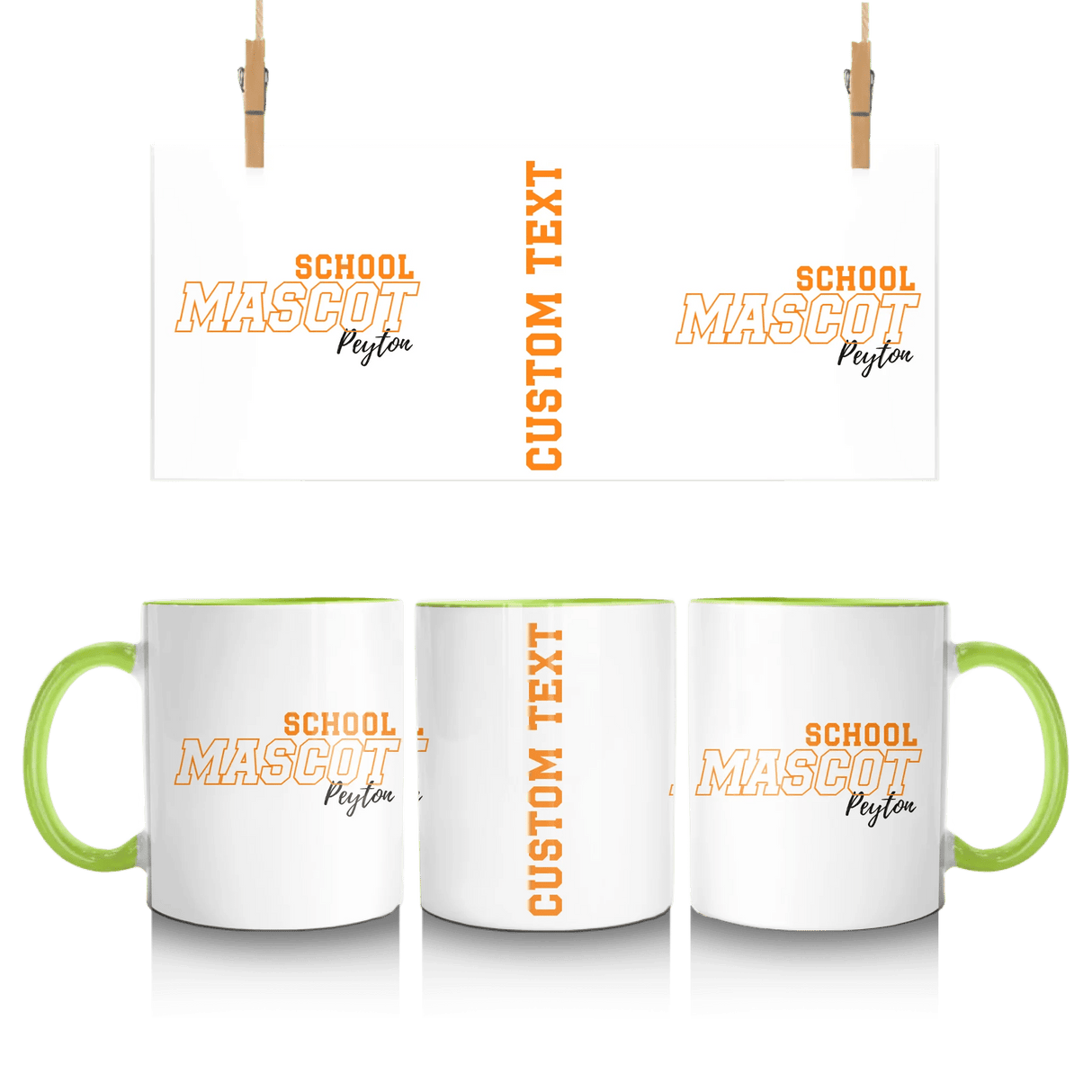 Custom School Spirit Mug With School and Mascot with Outline Design