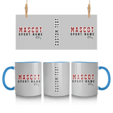 Custom School Spirit Mug With Mascot and Sport With Striped Text Design