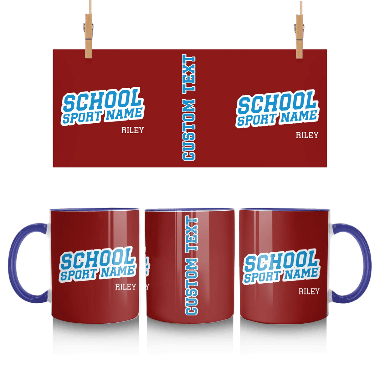 Custom School Spirit Mug With School and Mascot Name With Slanted Block Varsity Design