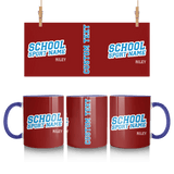 Custom School Spirit Mug With School and Mascot Name With Slanted Block Varsity Design