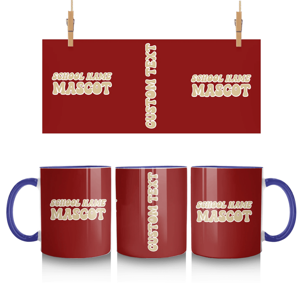 Custom School Spirit Mug With School and Mascot Name With Retro Design